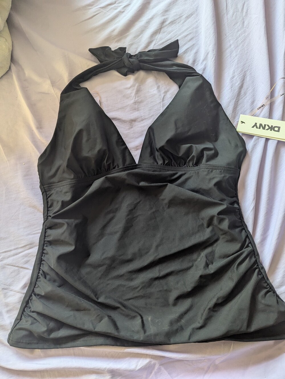 DKNY Black Halter One-Piece Swim Tank